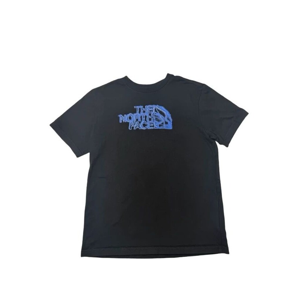 The North Face Boys Black Blue Electric Logo Graphic T-Shirt Size M 10
